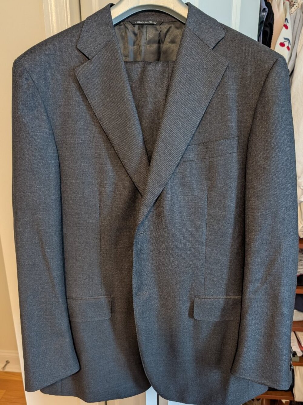 Recent Canali Charcoal Gray Sharkskin Full Canvas Suit EU54R (US44R)